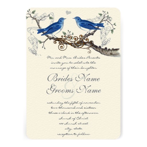 Bluebird Wedding Invitations Vintage Blue Birds Wedding Invitations 13 Cm X 18 Cm