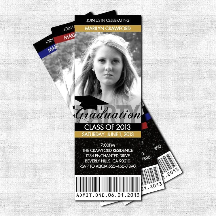 Bookmark Graduation Invitations Graduation Party Ticket Invitations or Announcement