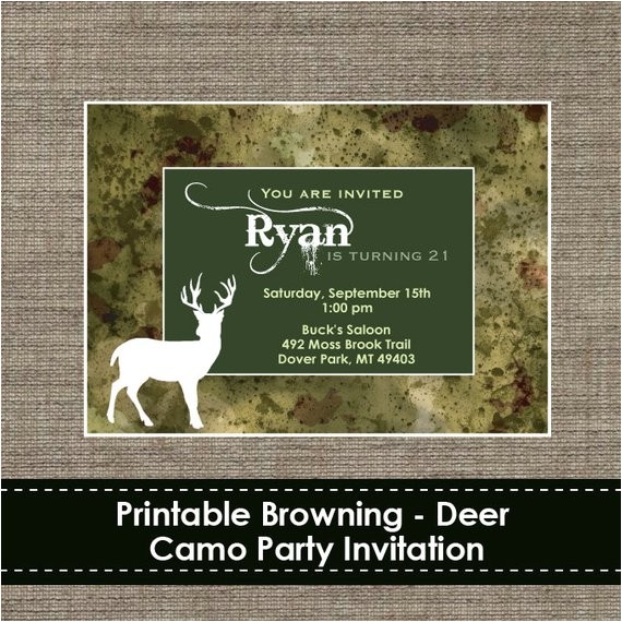 Browning Wedding Invitations Browning Camo Deer Invitation Diy Printable by Sparklingstudio