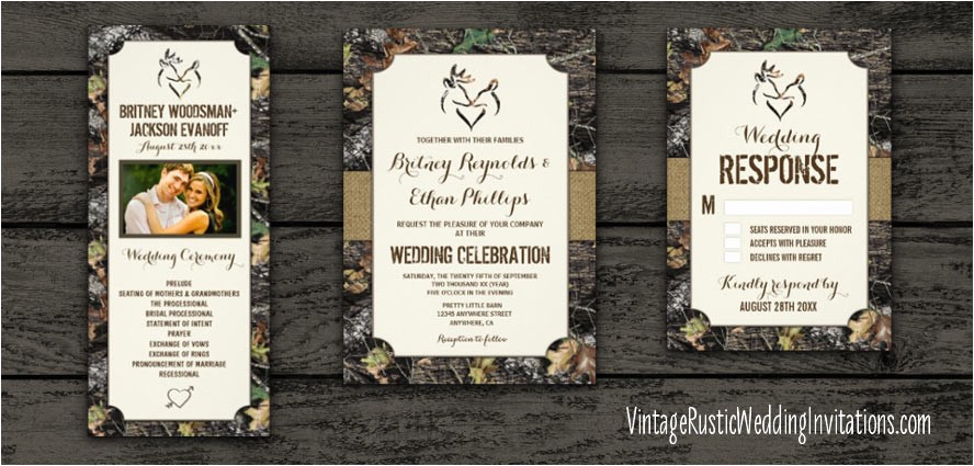 Browning Wedding Invitations Camouflage Browning Wedding Invitations Vintage Rustic Wedding Invitations