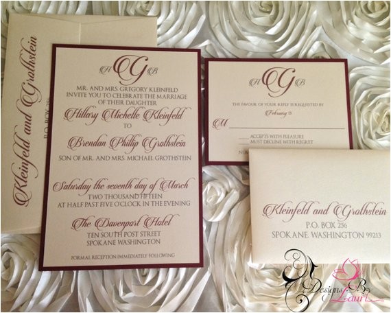 Burgundy and Ivory Wedding Invitations Items Similar to Set Of 100 Elegant Burgundy and Ivory