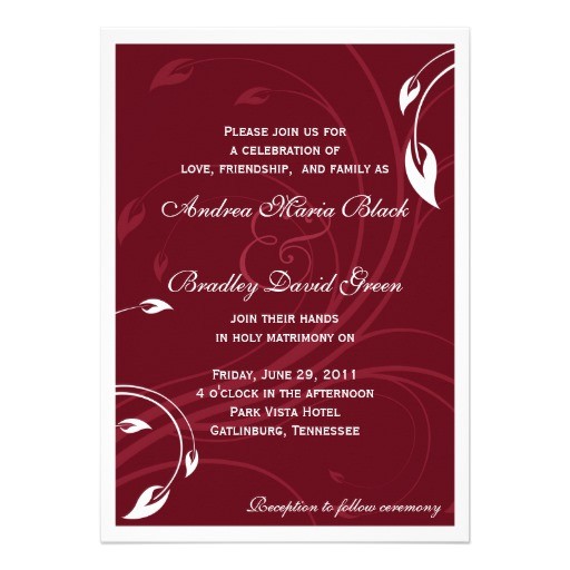 Burgundy and White Wedding Invitations Elegant Burgundy White Wedding Invitation 5 Quot X 7