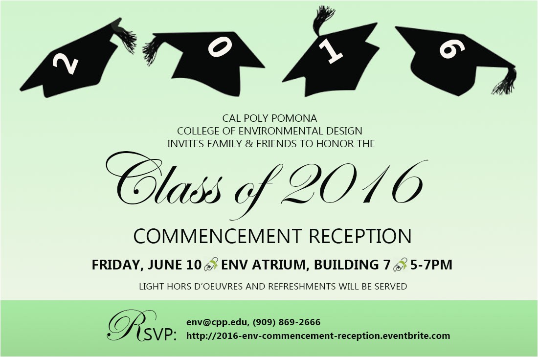 Cal Poly Pomona Graduation Invitations 2016 Env Commencement Reception Tickets Fri Jun 10 2016