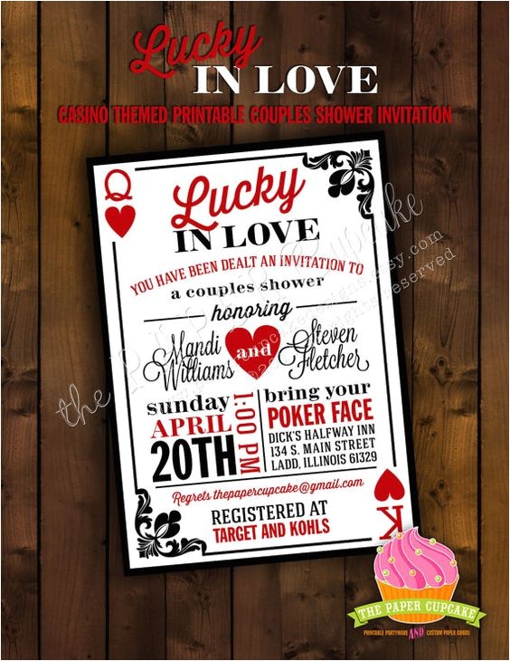 Casino themed Wedding Invitations Printable Bridal Shower Invitation Design Lucky In Love Casino themed Wedding Invitations Printable Bridal Shower Invitation Design Lucky In Love