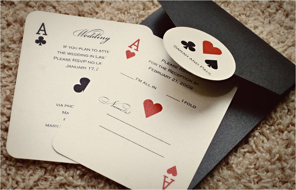 Casino themed Wedding Invitations Set Of Classic Vegas or Poker themed Wedding Invitations