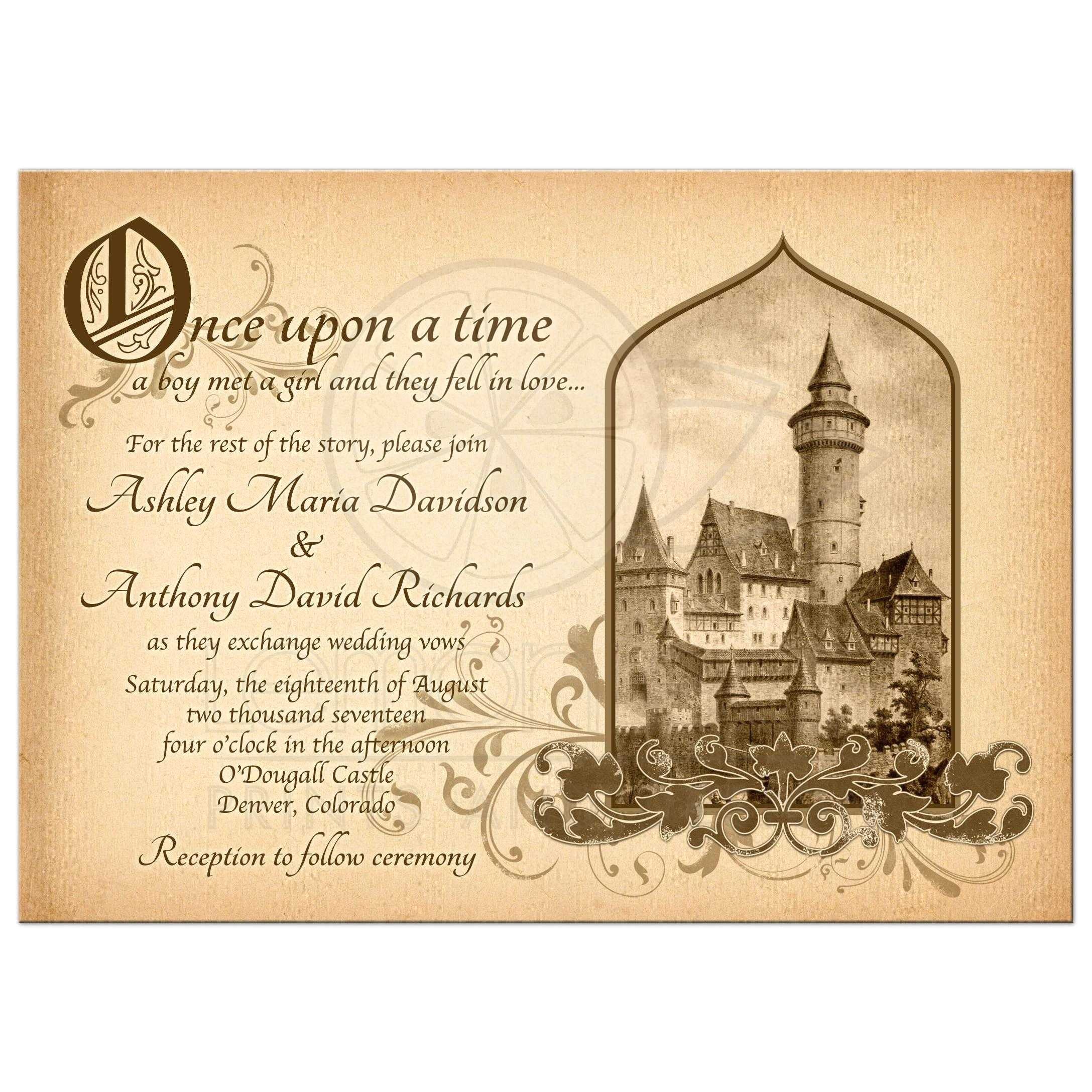 Castle Wedding Invitations Design Fairy Tale Castle Wedding Invitation Medieval once Upon A Time