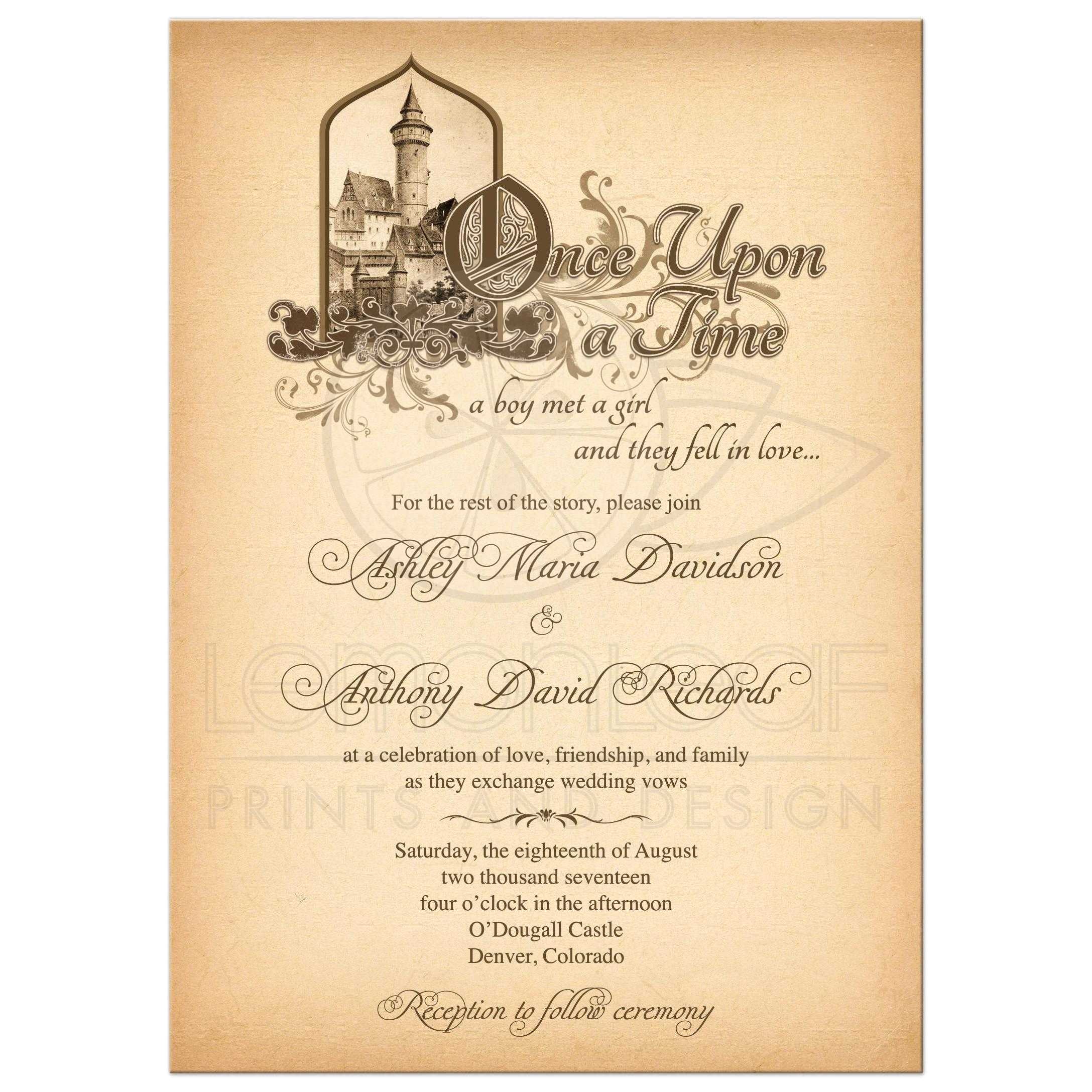 Castle Wedding Invitations Design Fairy Tale Wedding Invitation Medieval Castle once Upon A Time