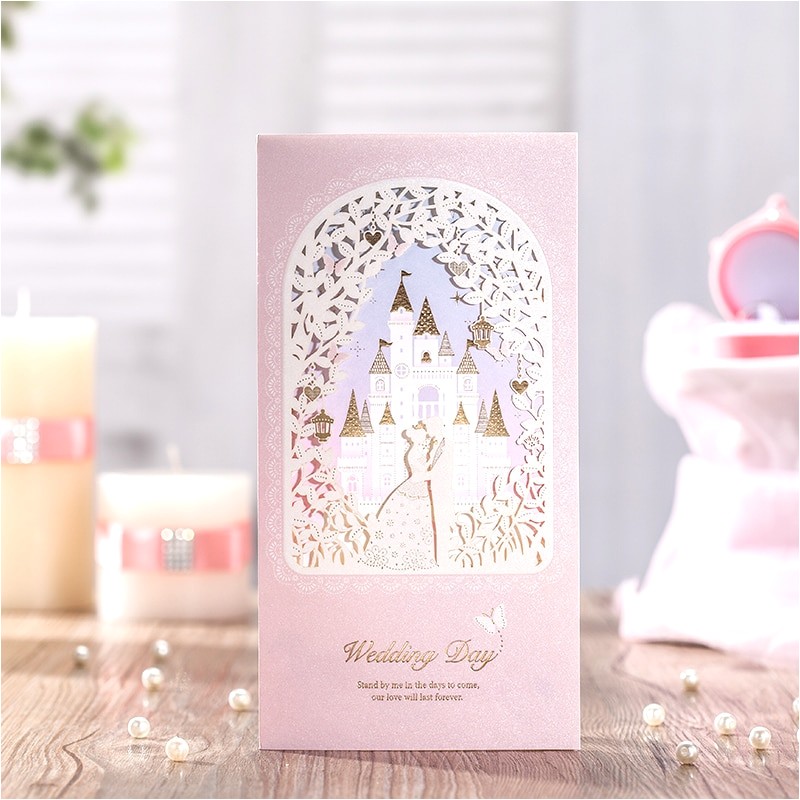Castle Wedding Invitations Design Laser Cut Wedding Invitations Cards with Groow Bridal