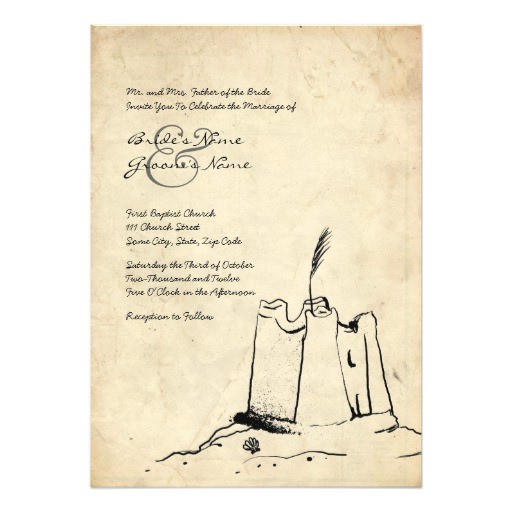 Castle Wedding Invitations Design Vintage Sand Castle Wedding Invitation Zazzle