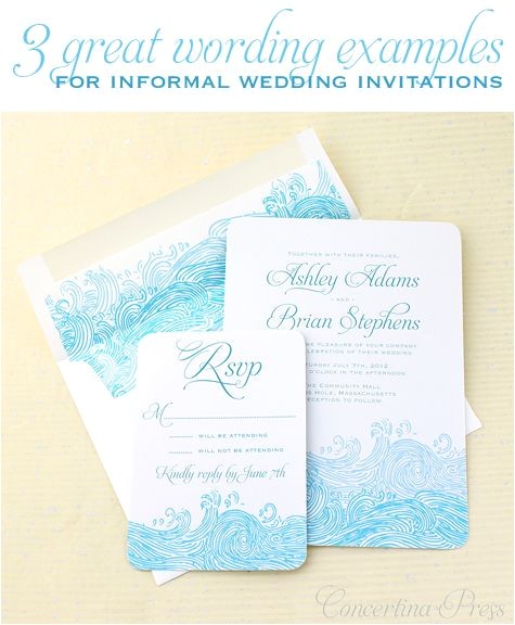 Casual Beach Wedding Invitation Wording 3 Great Wording Examples for Informal Wedding Invitations Casual Beach Wedding Invitation Wording 3 Great Wording Examples for Informal Wedding Invitations