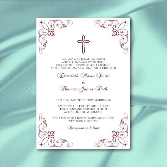 Catholic Wedding Invitation Wording Sacrament Catholic Wedding Invitation Template Diy Elegant Wine Red Catholic Wedding Invitation Wording Sacrament Catholic Wedding Invitation Template Diy Elegant Wine Red