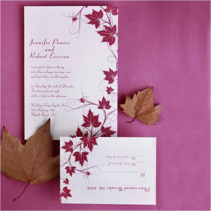 Cheap Wedding Invitations with Free Response Cards Modern Red Maple Leaves Discount Wedding Invitation Sets Cheap Wedding Invitations with Free Response Cards Modern Red Maple Leaves Discount Wedding Invitation Sets