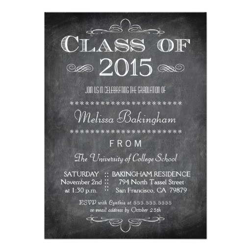 Class Of 2015 Graduation Invitations Class Of 2015 Chalkboard Graduation Party Invite 5 Quot X 7