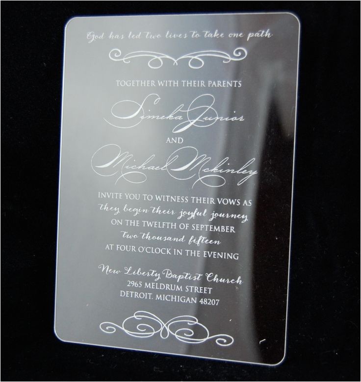 Clear Plastic Wedding Invitations An Elegant Acrylic Invitation Acrylic Plastic Clear