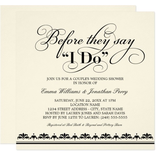 Couples Wedding Shower Invitations Templates Free Couple 39 S Wedding Shower Invitation Wedding Vows Zazzle Com