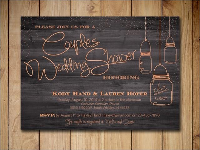 Couples Wedding Shower Invitations Templates Free Couples Shower Invitation Mason Jar Wedding Shower