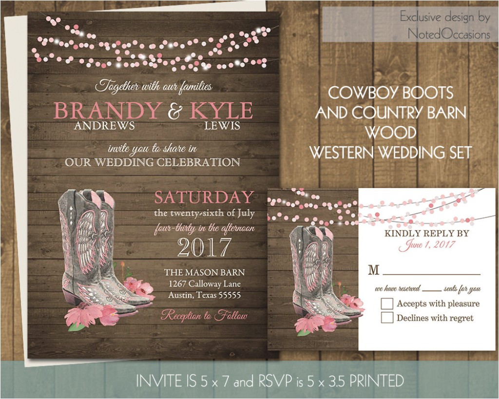 Cowboy Boot Wedding Invitations Cowboy and Cowgirl Wedding Invitations Invitation Card