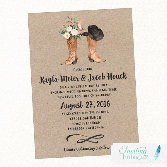 Cowboy Boot Wedding Invitations Cowboy Boot Rustic Wedding Invitation Country Wedding