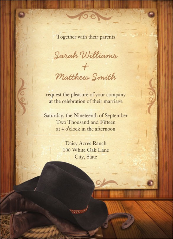 Cowboy Wedding Invitations Templates 28 Western Wedding Invitation Templates Free Sample