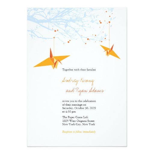 Cranes Wedding Invitations orange Modern Paper Cranes Wedding Invitation Collection