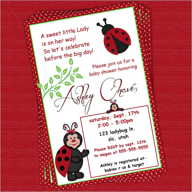 Custom Baby Shower Invitations Online Red Ladybug Polka Dot Custom Baby Shower Invitation