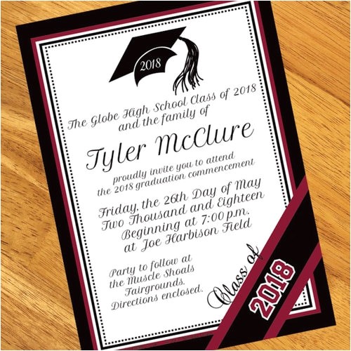 Customize Graduation Invitations Burgundy Personalized Graduation Invitations
