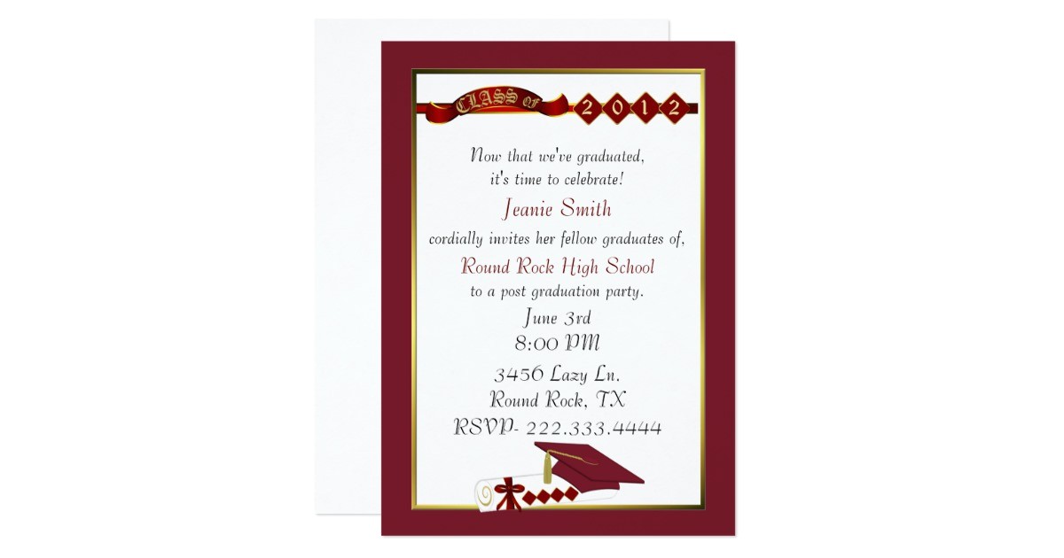 Customized Graduation Party Invitations Custom Red Graduation Party Invitation Zazzle