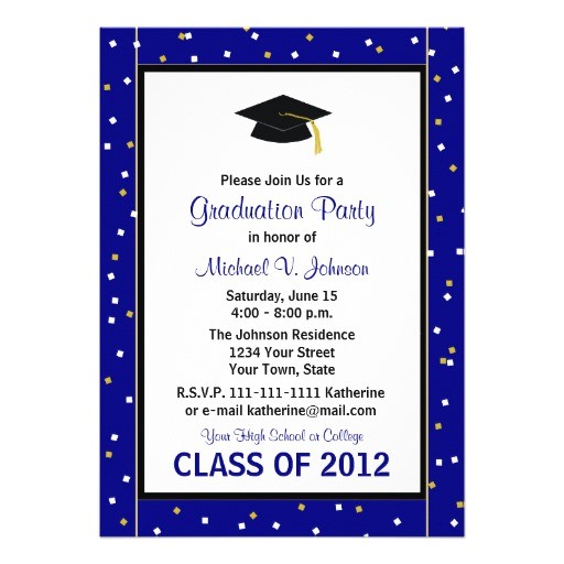 Customized Graduation Party Invitations Graduation Party Invitation Navy 5 Quot X 7 Quot Invitation