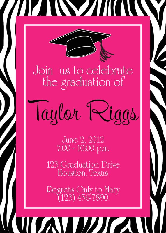 Cvs Graduation Party Invitations Graduation Zebra Hot Pink Party Invitation Girl Birthday Cvs Graduation Party Invitations Graduation Zebra Hot Pink Party Invitation Girl Birthday