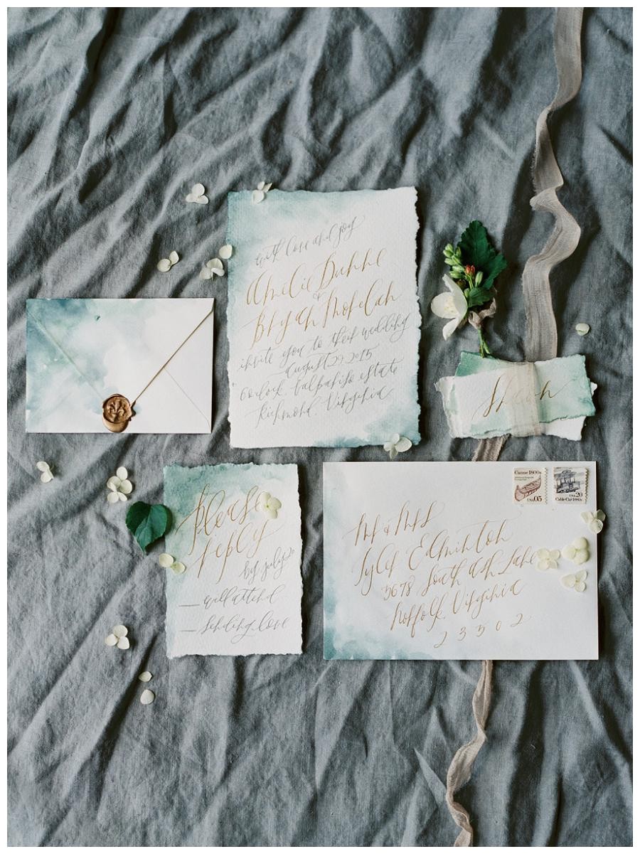 Deckle Edge Paper Wedding Invitations Exquisite Wedding Invitation Suite Blue Watercolor Deckle