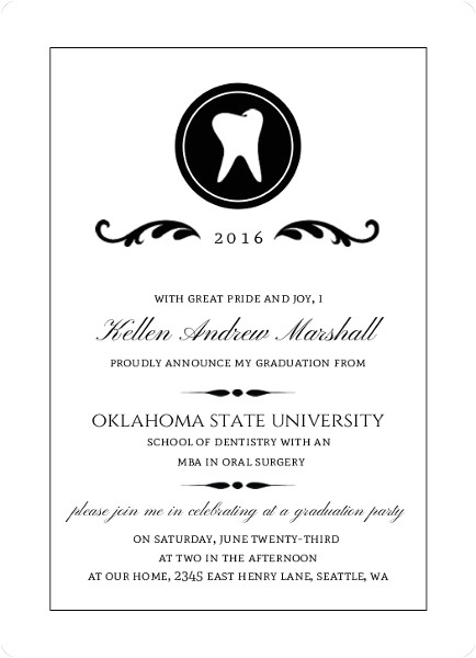 Dental Graduation Invitations Dental School Graduation Announcement Wording