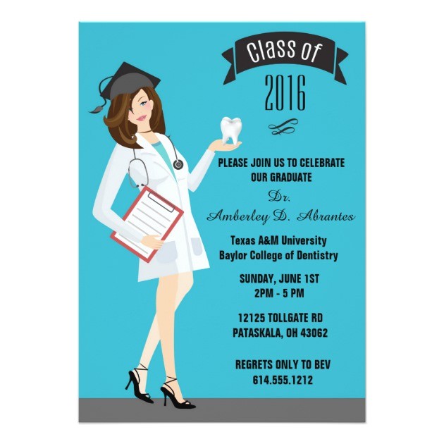 Dental Graduation Invitations Dental School Graduation Invitation Female Dds