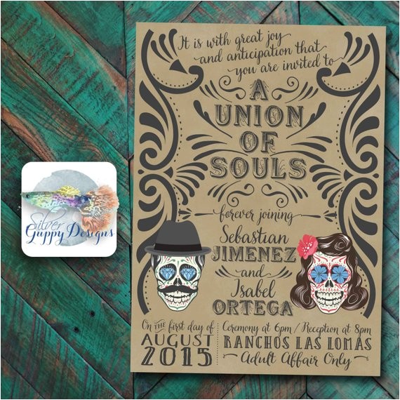 Dia De Los Muertos Wedding Invitations Day Of the Dead themed Wedding Invitation