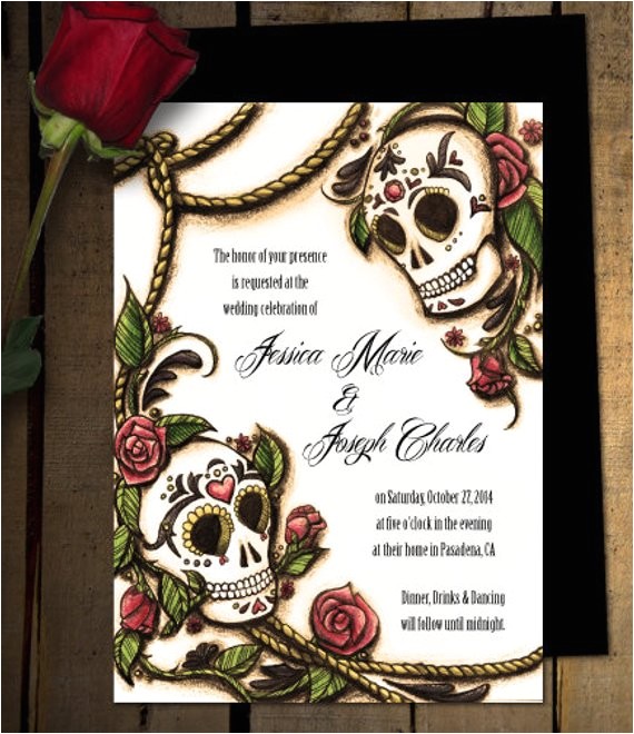 Dia De Los Muertos Wedding Invitations Dia De Los Muertos Sugar Skull Wedding Invitations or Save the