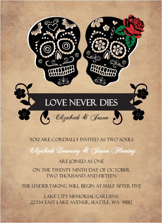 Dia De Los Muertos Wedding Invitations Halloween Wedding Invitations Day Of the Dead Skulls