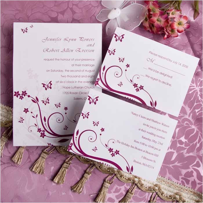 Discounted Wedding Invitations Elegant Purple butterfly Wedding Invitations with Response