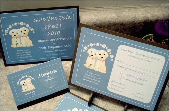 Dog Wedding Invitations Items Similar to Custom Puppy Dog Wedding Invitation Set