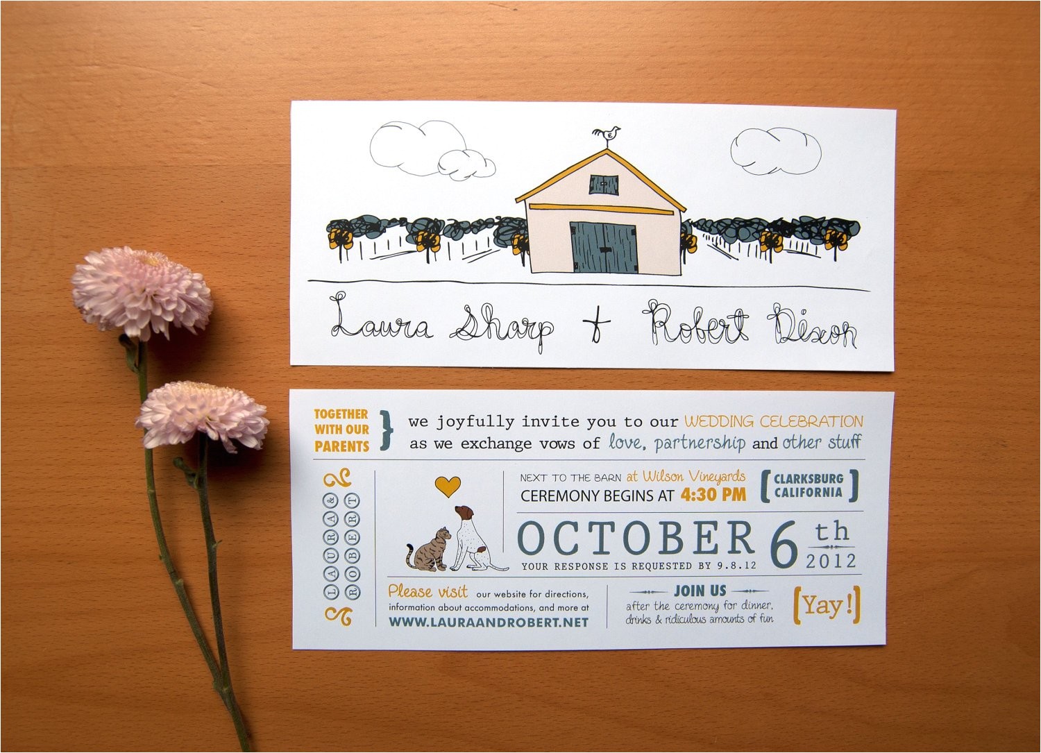 Dog Wedding Invitations Rustic Wedding Invitation Cat Loves Dog by thatnoisegallery