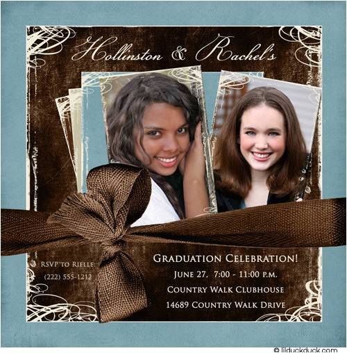Double Graduation Party Invitations Double Graduation Photo Invitation Open House Sisters