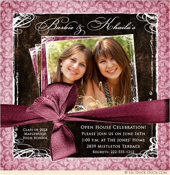 Double Graduation Party Invitations Double Graduation Photo Invitation Open House Sisters