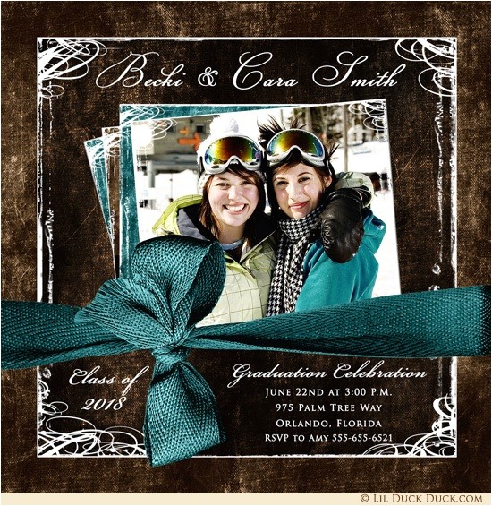 Double Graduation Party Invitations Double Graduation Photo Invitation Open House Sisters
