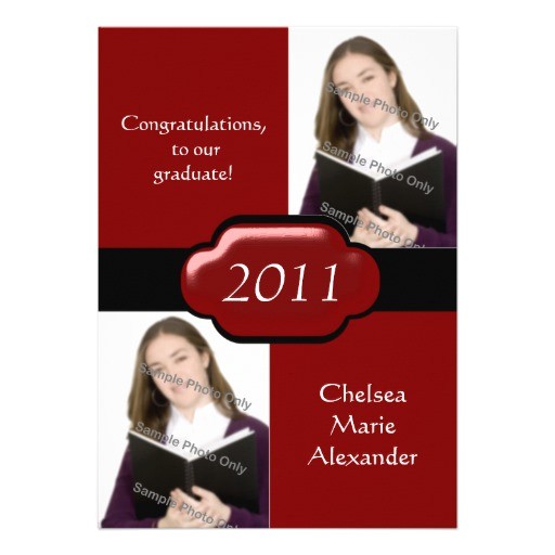 Double Graduation Party Invitations Red Double Photo Graduation Party Invitation 5 Quot X 7