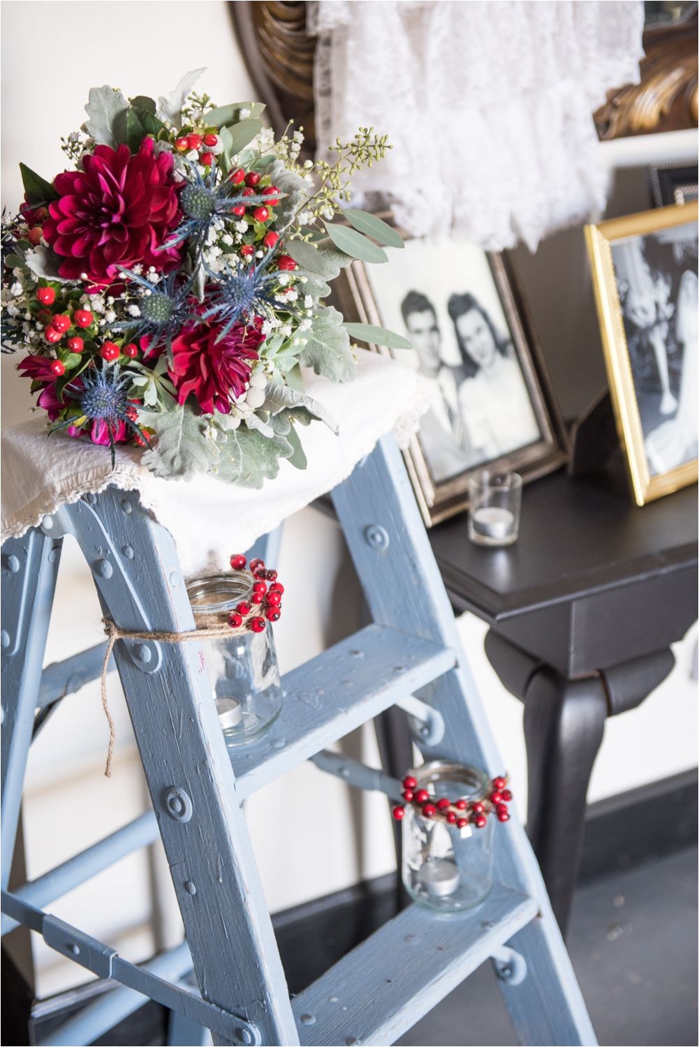 Dusty Blue and Cranberry Wedding Invitations Cranberry and Dusty Blue Bouquet In Oskaloosa Kansas