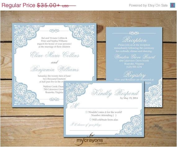 Dusty Blue and Cranberry Wedding Invitations Sale Elegant Lace Wedding Invitation Set by