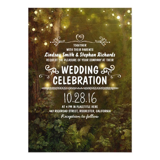Enchanted forest themed Wedding Invitations Enchanted forest String Lights Wedding Invitations