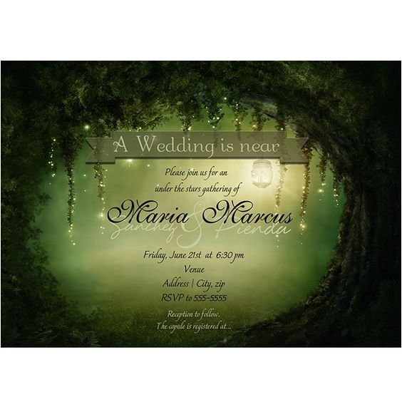 Enchanted forest themed Wedding Invitations Enchanted Romantic Dreamy forest Rustic Wedding Bridal