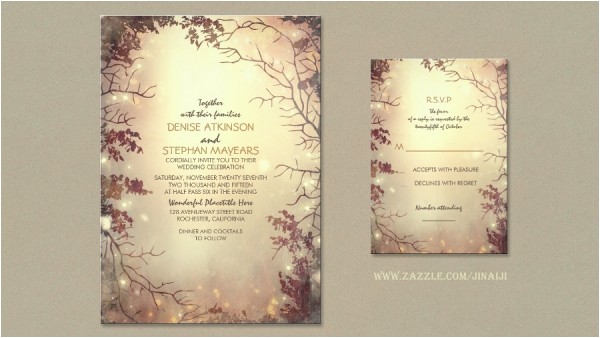 Enchanted forest themed Wedding Invitations Rustic Wedding Wedding Invitations by Jinaiji