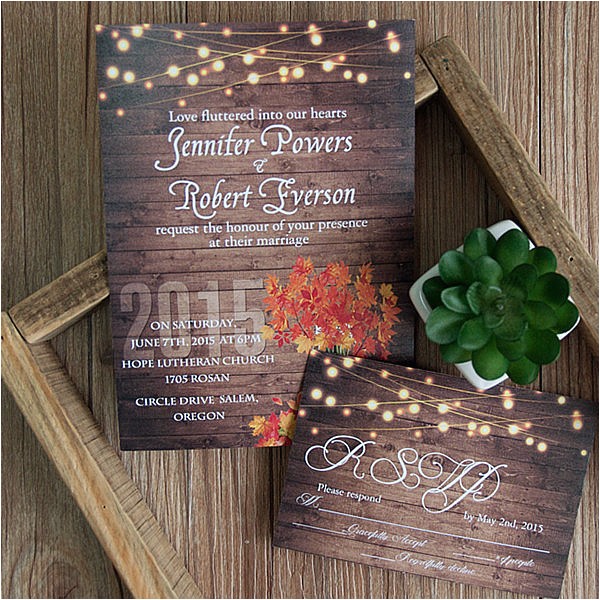 Fall themed Wedding Invitations Cheap Cheap Rustic Wooden String Light Mason Jar Fall Wedding