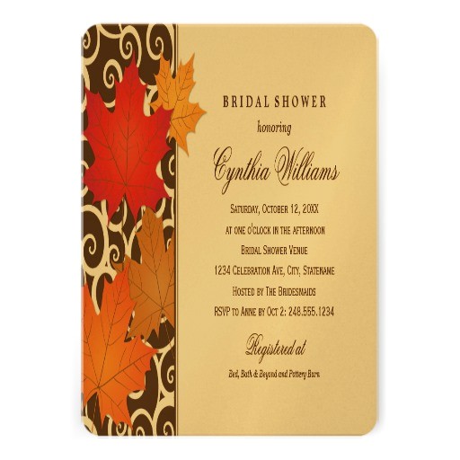 Fall themed Wedding Shower Invitations Bridal Shower Invitation Autumn Fall theme 5 Quot X 7
