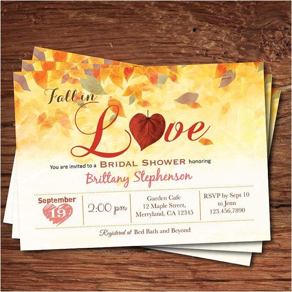 Fall themed Wedding Shower Invitations Fall Bridal Shower Invitation Fall In Love Bridal Shower